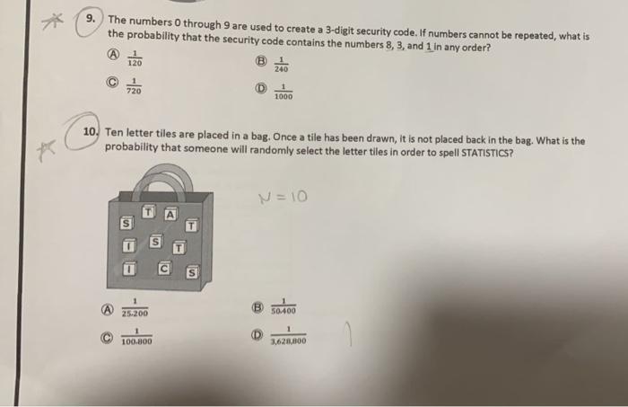 Solved 9. The numbers 0 through 9 are used to create a | Chegg.com