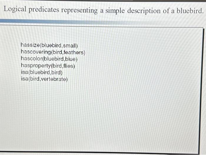 Solved Logical predicates representing a simple description | Chegg.com