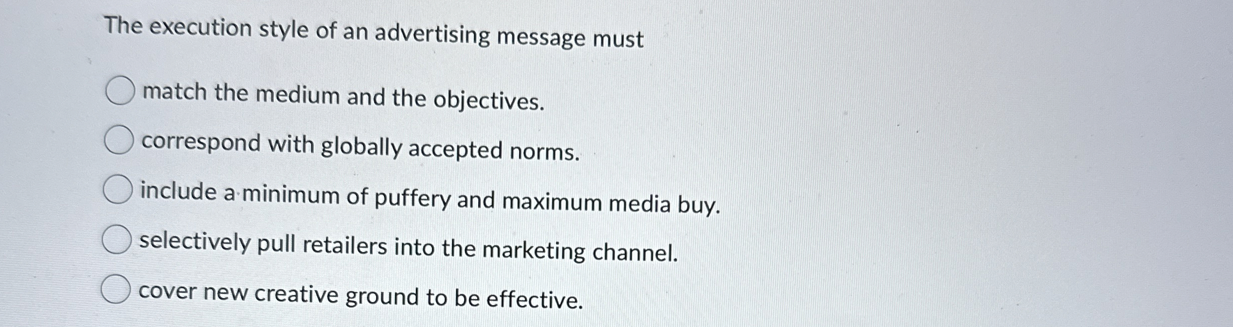Solved The execution style of an advertising message | Chegg.com