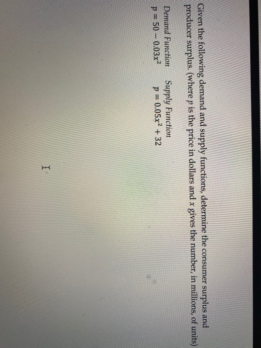 Solved Given the following demand and supply functions, | Chegg.com