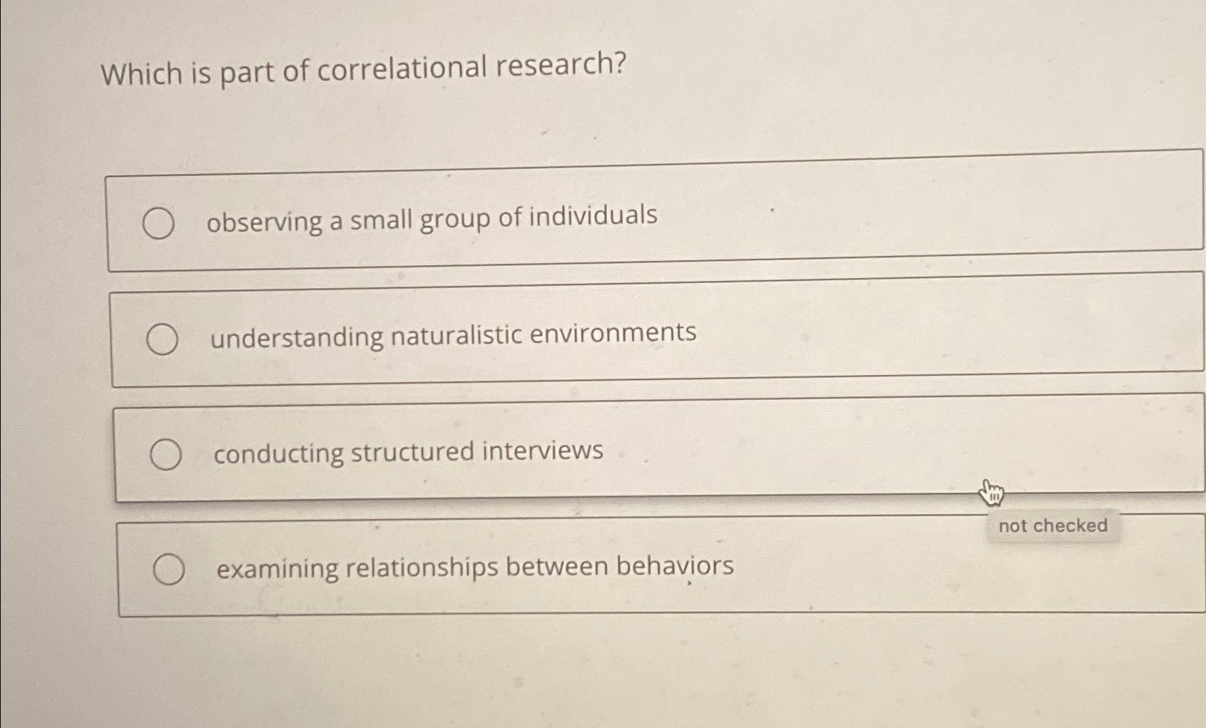 Solved Which is part of correlational research?observing a | Chegg.com
