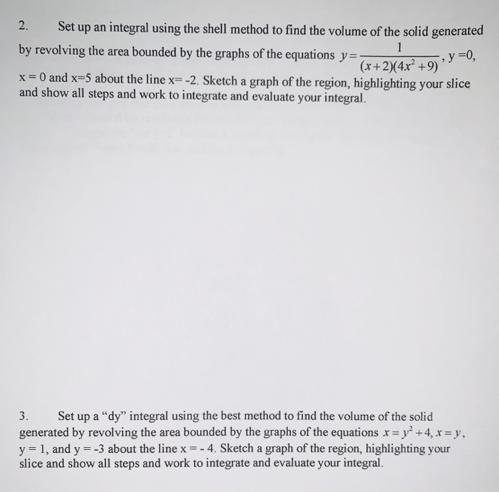 Solved 1 2. Set up an integral using the shell method to | Chegg.com