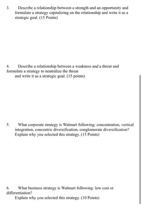 Solved 1. Describe Walmart's External Environment: Place the | Chegg.com