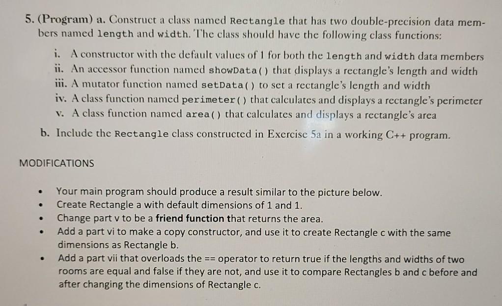 Solved 5. (Program) a. Construct a class named Rectangle | Chegg.com