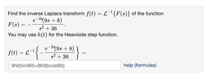 Solved Find The Inverse Laplace Transform F T L F S Of Chegg Com