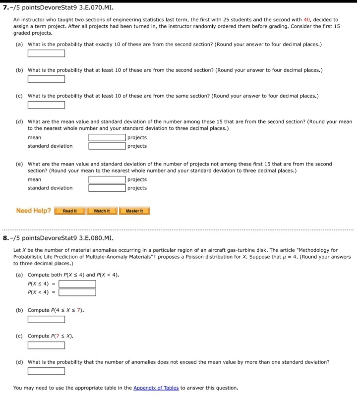 Solved 7.-/5 PointsDevoreStat9 3.E.070.MI. An Instructor Who | Chegg.com