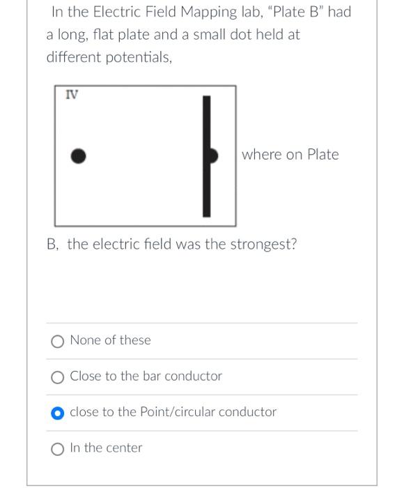 Solved In the Electric Field Mapping lab, "Plate B" had a