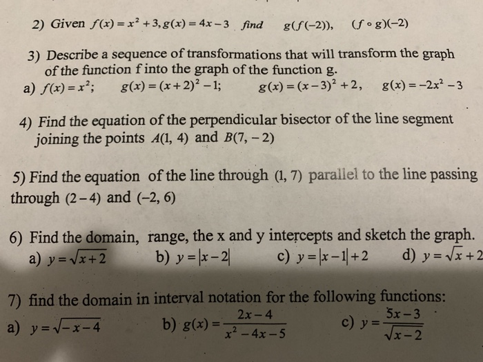 2 Given F X X2 3 G X 4x 3 Find G F 2 Chegg Com