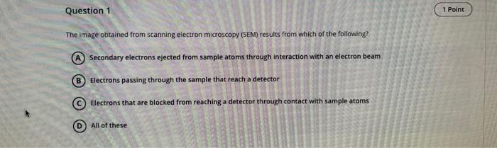 Solved The image obtained from scanning electron microscopy | Chegg.com