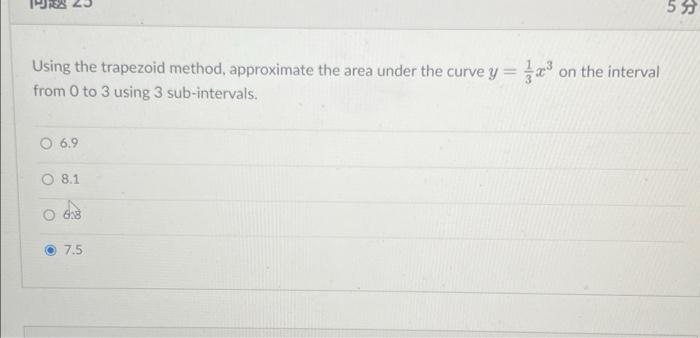 Solved 59 Using the trapezoid method, approximate the area | Chegg.com