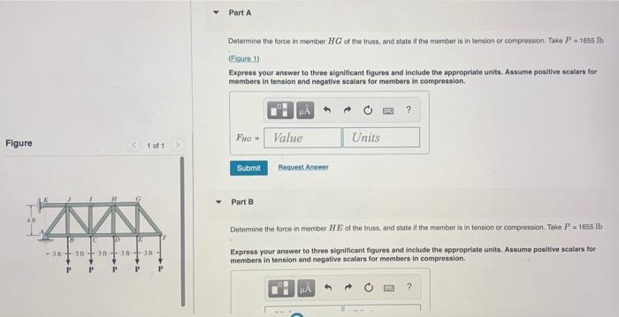 Solved V Part A Determine the force in member HG of the | Chegg.com