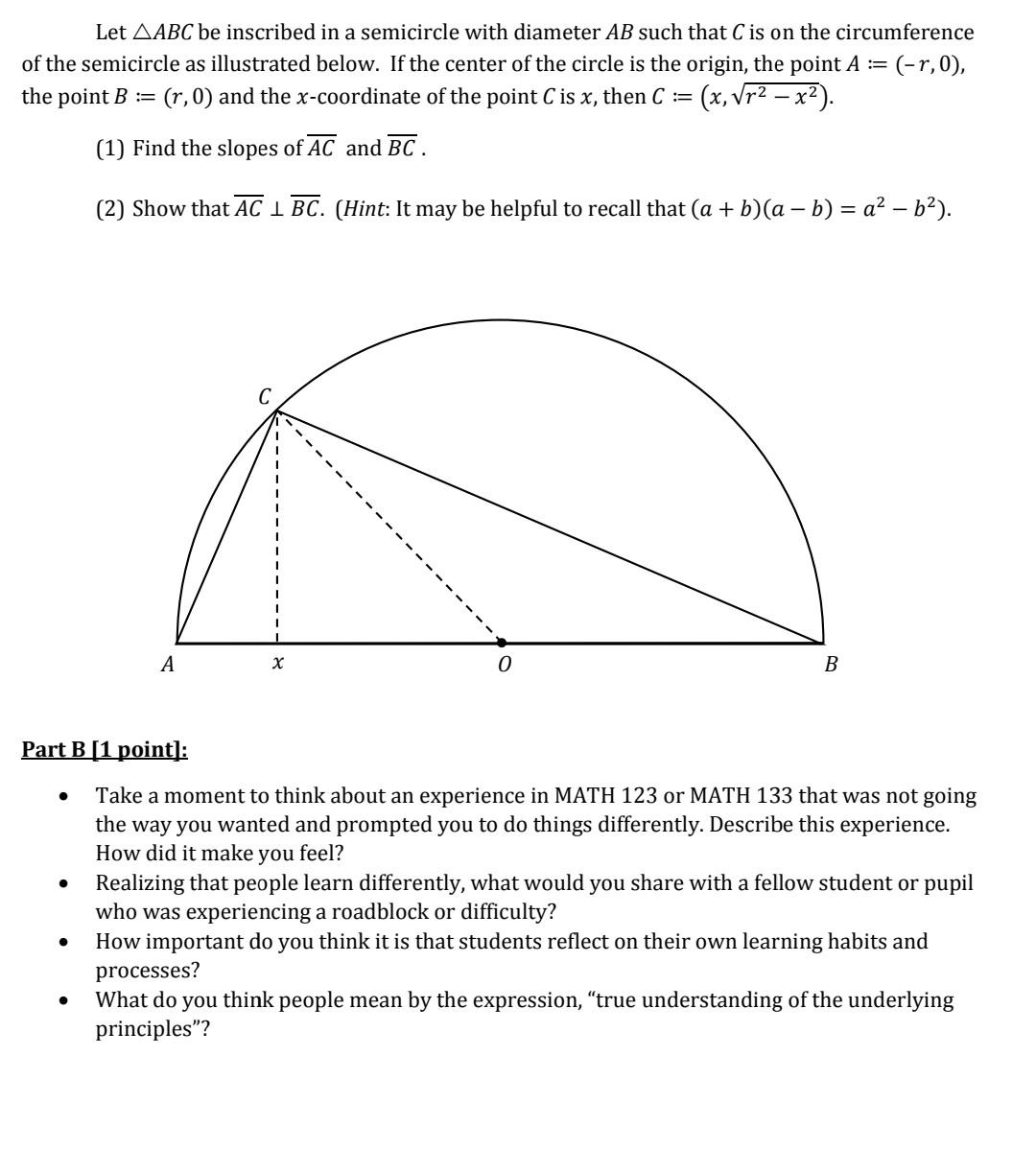 Solved Let AABC be inscribed in a semicircle with diameter | Chegg.com