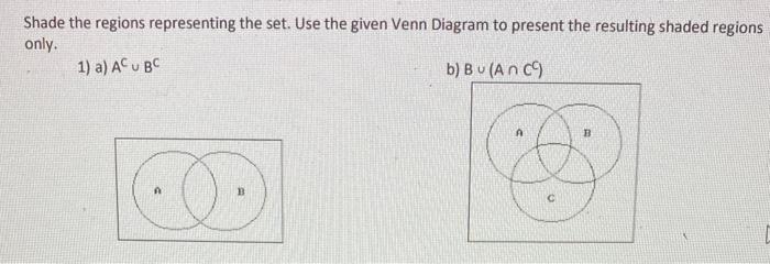 Solved Shade The Regions Representing The Set. Use The Given | Chegg.com