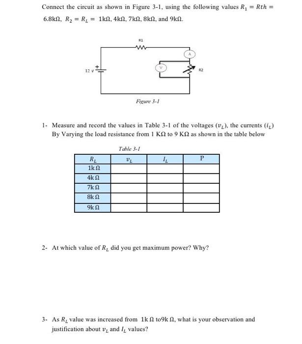 Solved Connect the circuit as shown in Figure 3-1, using the | Chegg.com