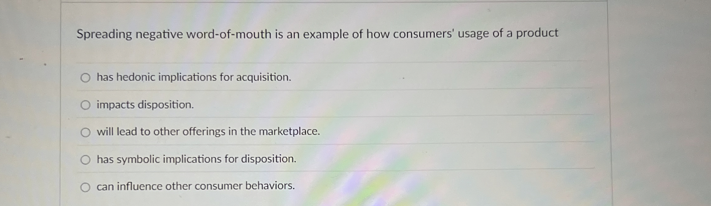 Solved Spreading negative wordofmouth is an example of how