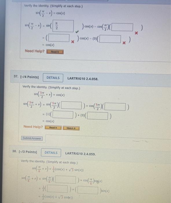 Solved Verify The Identity Simplify At Each Step