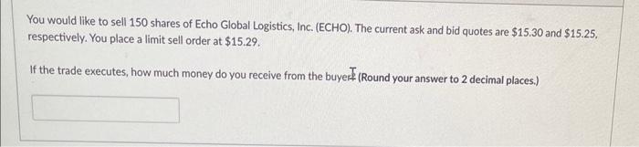 Solved You would like to sell 150 shares of Echo Global | Chegg.com