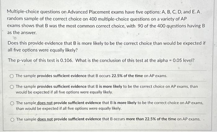 Solved Multiple-choice Questions On Advanced Placement Exams | Chegg.com