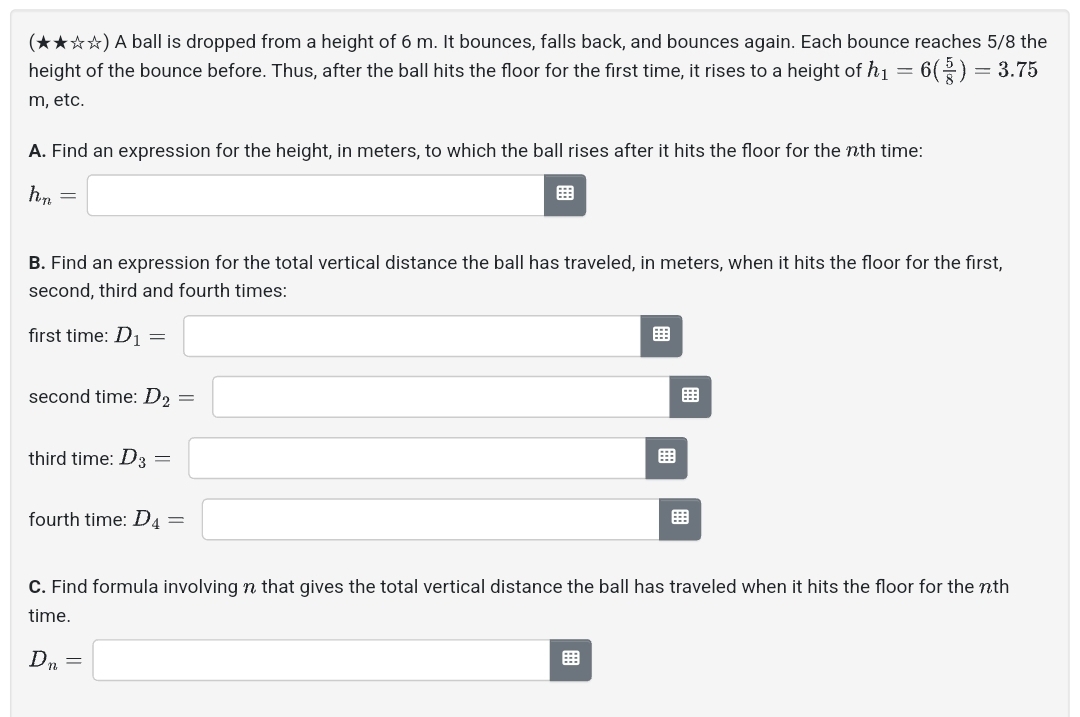 Solved ) ﻿A ball is dropped from a height of 6m. ﻿It | Chegg.com