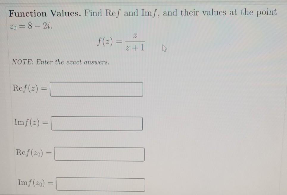 Solved Function Values. Find Ref and Imſ, and their values | Chegg.com