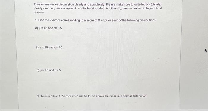 Solved Please answer each question clearly and completely. | Chegg.com