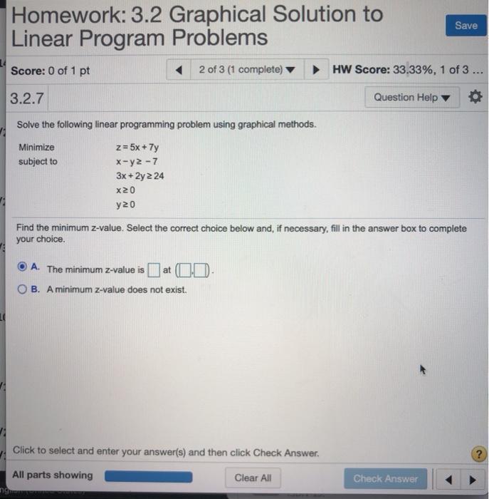 Solved Homework: 3.2 Graphical Solution to Linear Program | Chegg.com