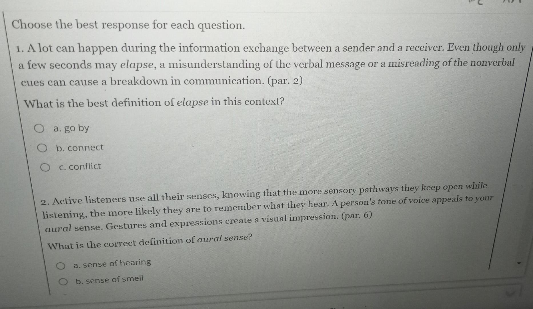 Solved Choose the best response for each question. 1. A lot | Chegg.com