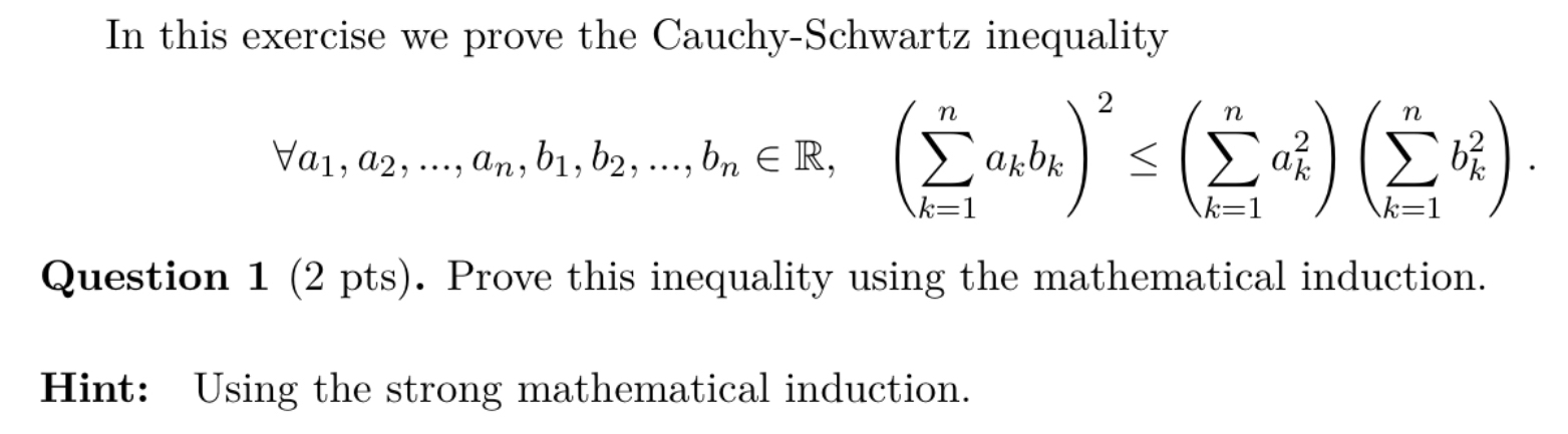 Solved In this exercise we prove the Cauchy-Schwartz | Chegg.com