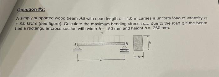 Solved A simply supported wood beam AB with span length | Chegg.com