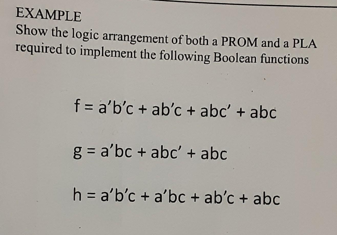 EXAMPLE Show the logic arrangement of both a PROM and | Chegg.com