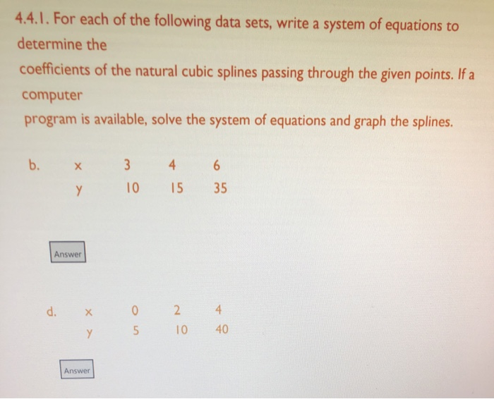 Solved 4.4.1. For each of the following data sets, write a | Chegg.com
