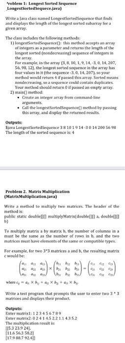 Solved 'roblem 1: Longest Sorted Sequence | Chegg.com