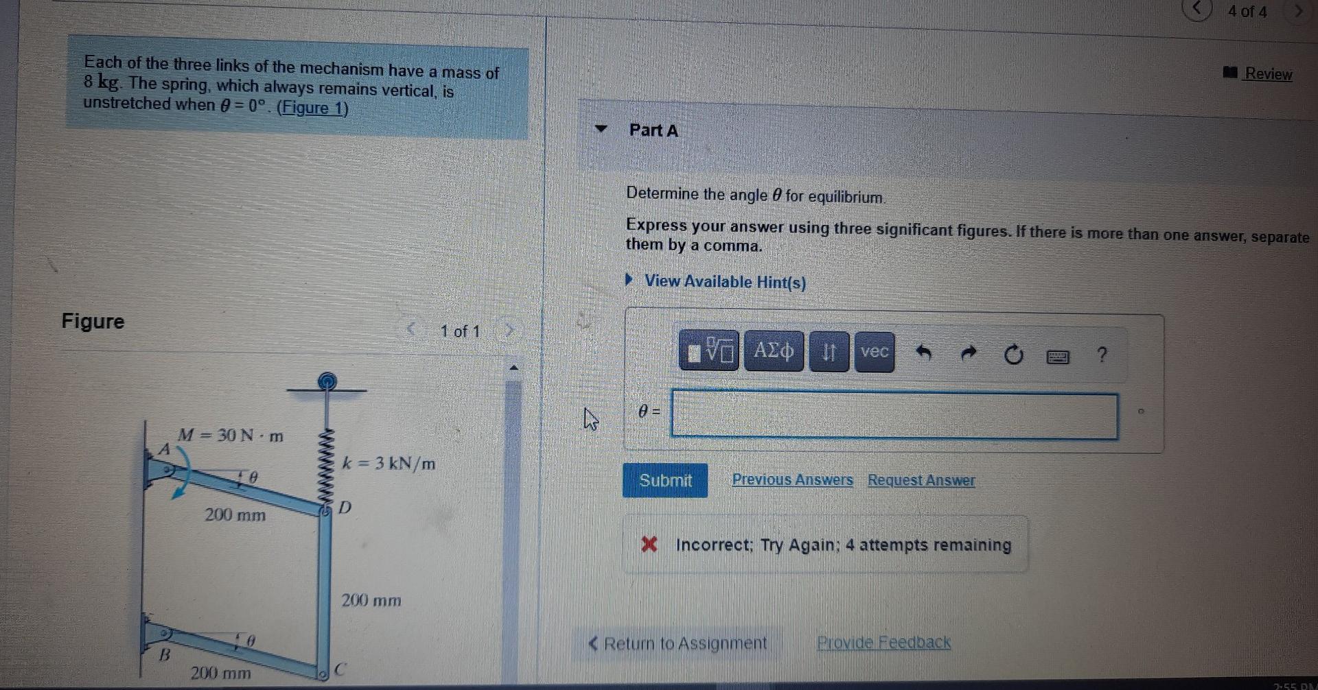 Solved 4 of 4 Review Each of the three links of the | Chegg.com