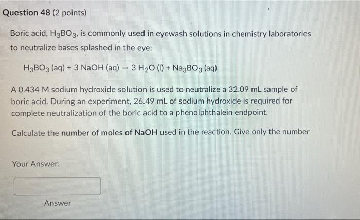 Solved Boric Acid, H3BO3, Is Commonly Used In Eyewash | Chegg.com