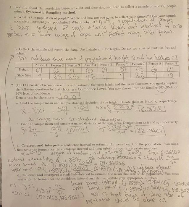 Solved 1. To Study About The Correlation Between Height And | Chegg.com