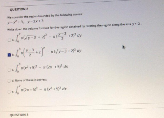 Solved QUESTION 2 We consider the region bounded by the | Chegg.com