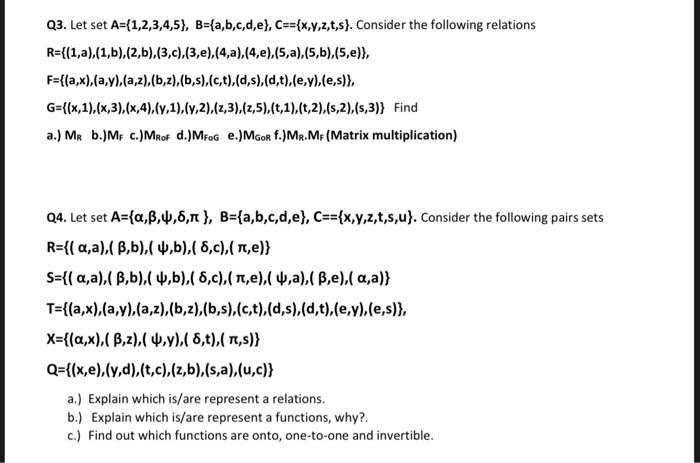 Solved Q3 Let Set A 1 2 3 4 5 B A B C D E C X Y Chegg Com