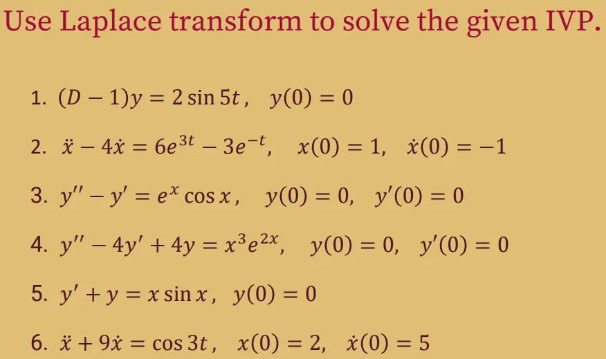 Solved Use Laplace Transform To Solve The Given Ivp 1 D Chegg Com
