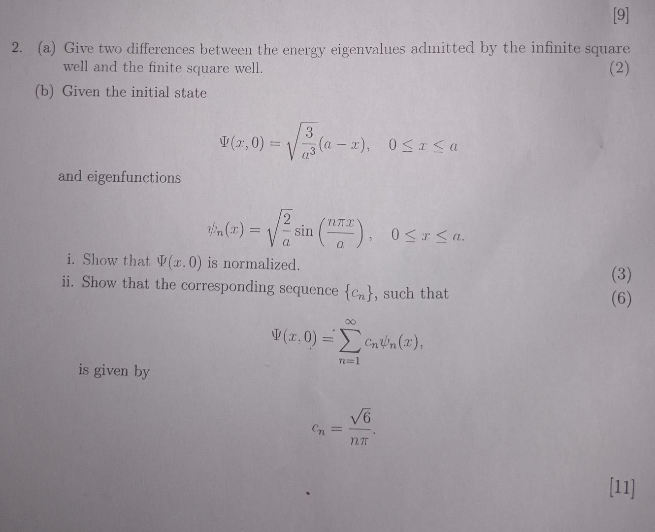 Solved [9] 2. (a) Give two differences between the energy | Chegg.com