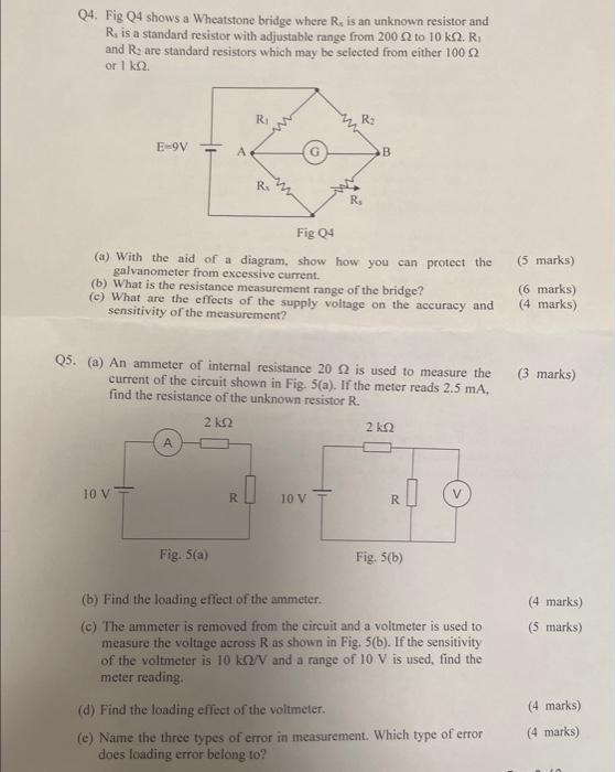 Solved Q4. Fig Q4 shows a Wheatstone bridge where Rr is an | Chegg.com