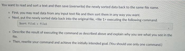Solved You want to read and sort a text and then save | Chegg.com