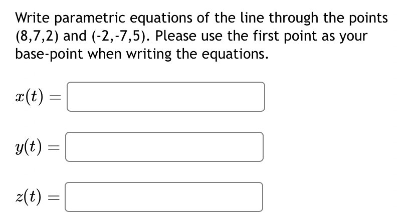 Solved Write parametric equations of the line through the | Chegg.com