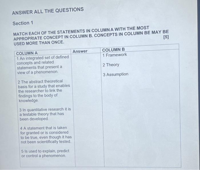 Solved ANSWER ALL THE QUESTIONS Section 1 MATCH EACH OF THE | Chegg.com