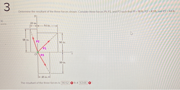 Solved 3 Determine the resultant of the three forces shown. | Chegg.com