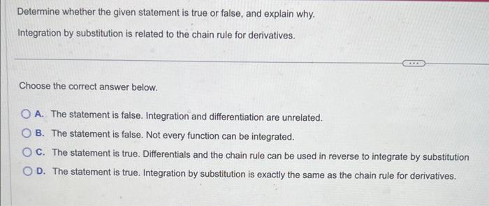 Solved Determine whether the given statement is true or | Chegg.com
