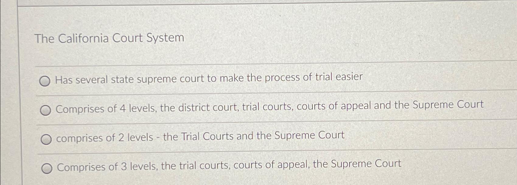 Solved The California Court SystemHas several state supreme | Chegg.com