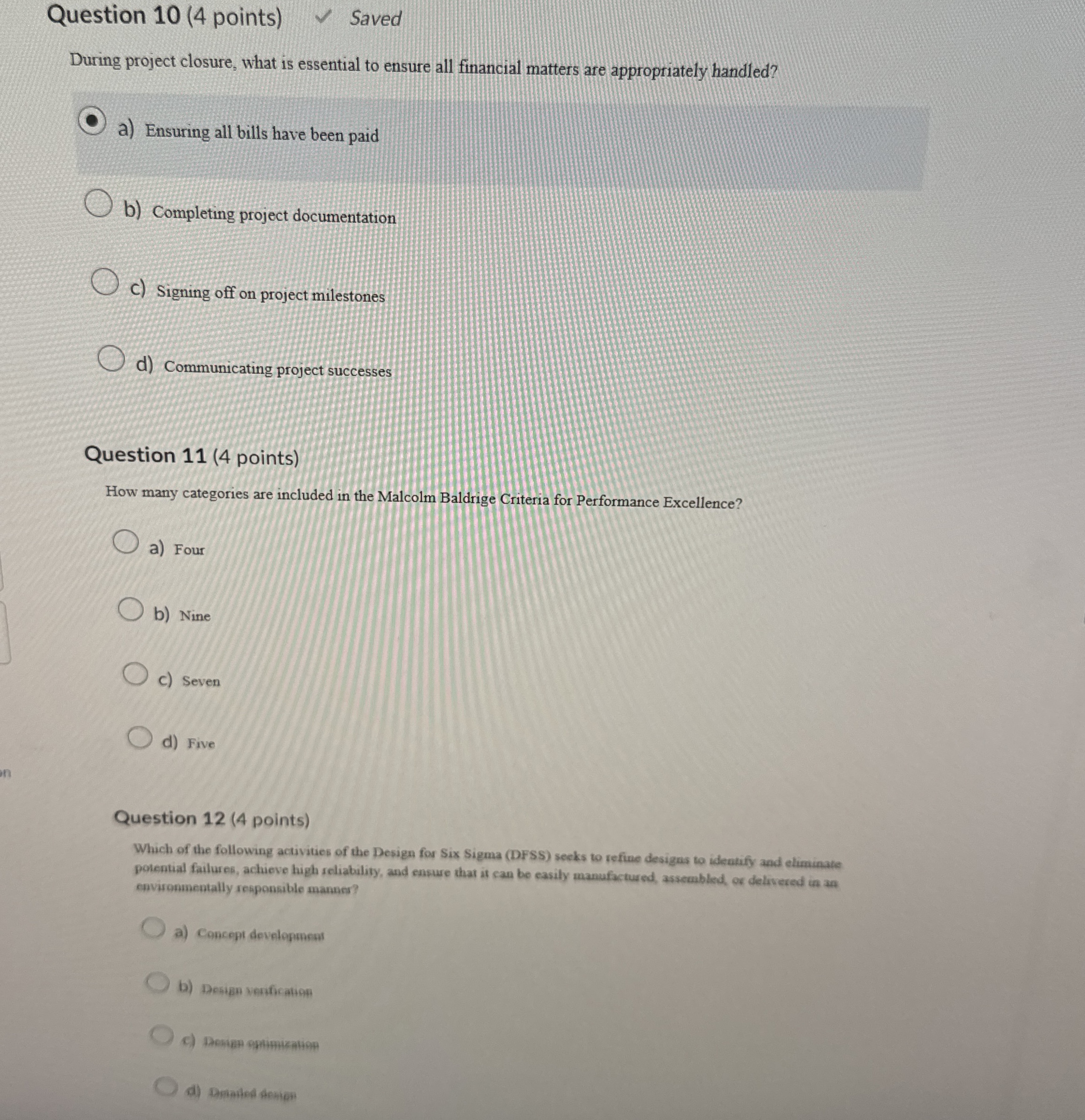 Solved Question 10 (4 ﻿points)SavedDuring project closure, | Chegg.com