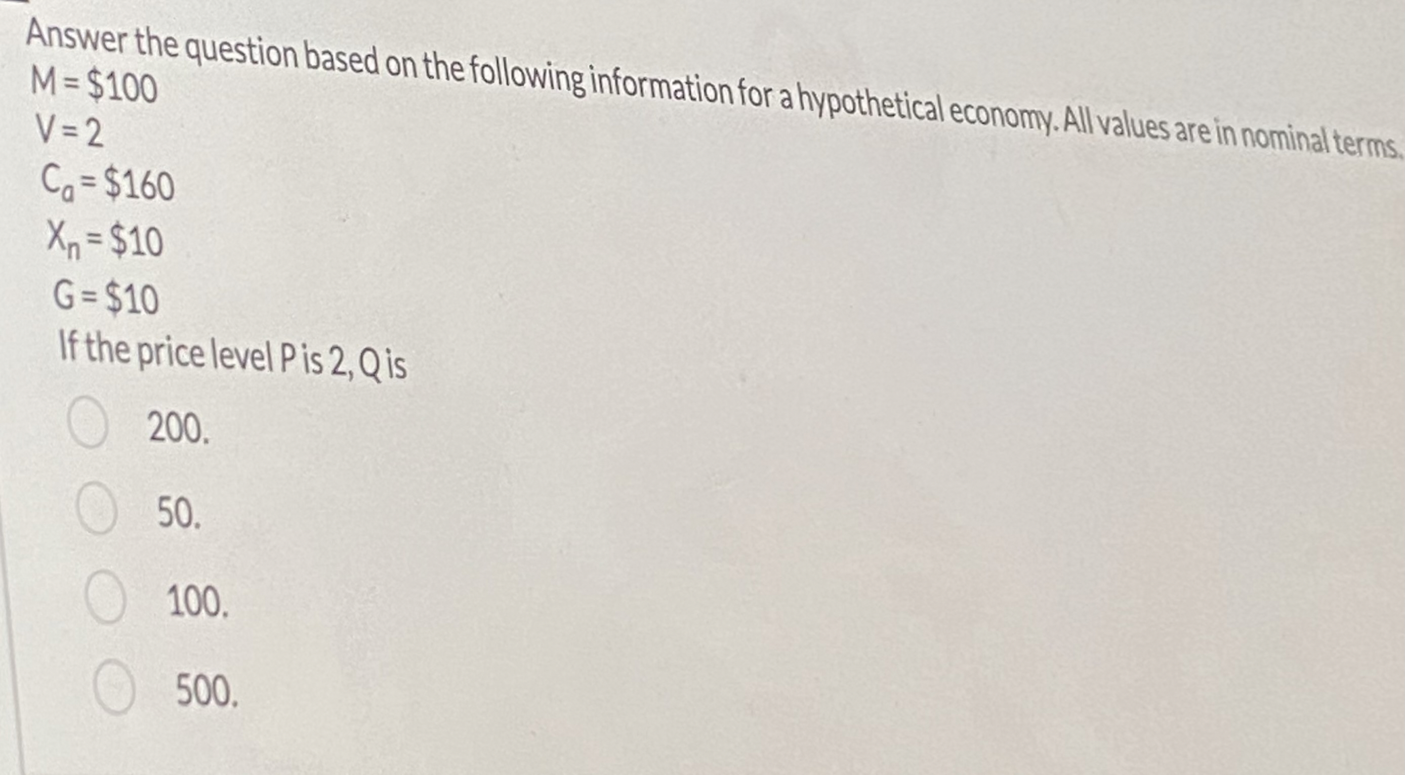 Solved Answer the question based on the following | Chegg.com