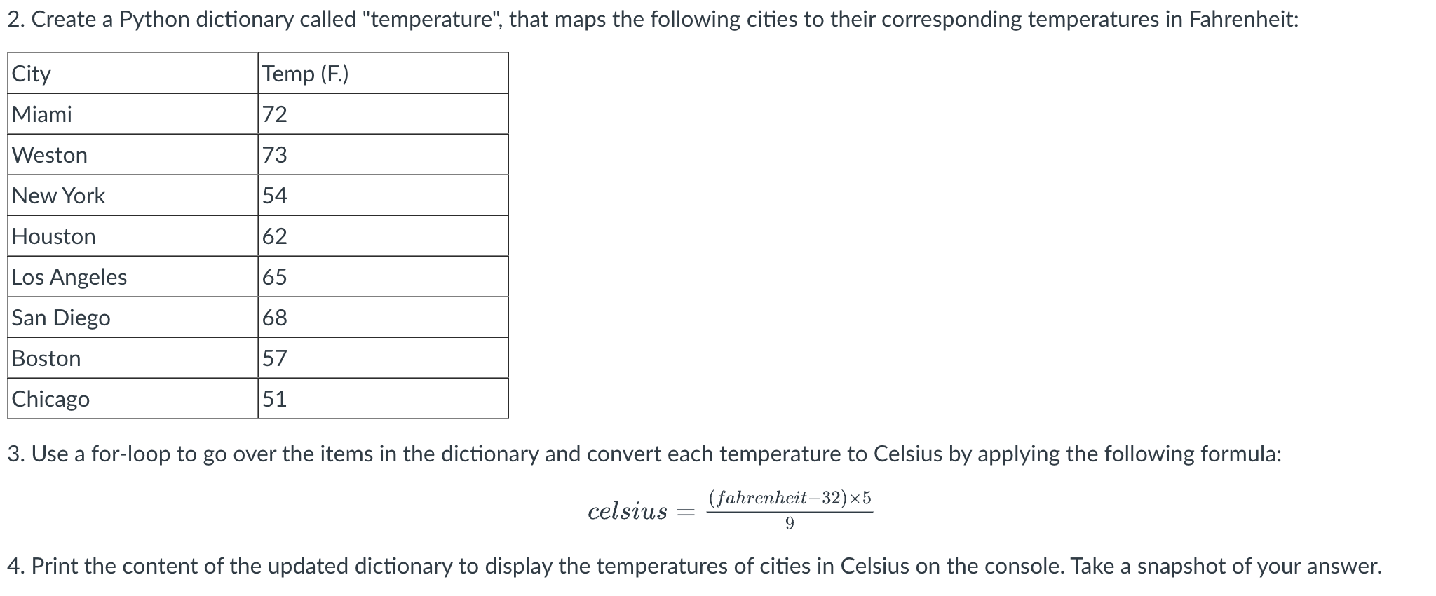 Solved Create a Python dictionary called 