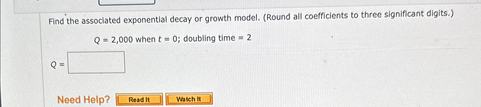 Solved Find the associated exponential decay or growth | Chegg.com